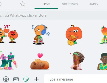 exemplo do menu para baixar figurinhas no whatsapp